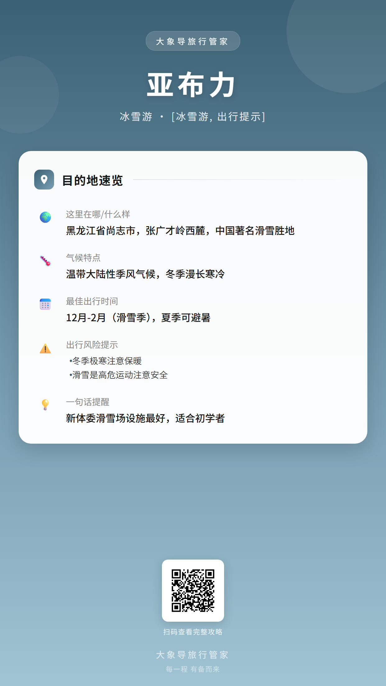 目的地概览卡片