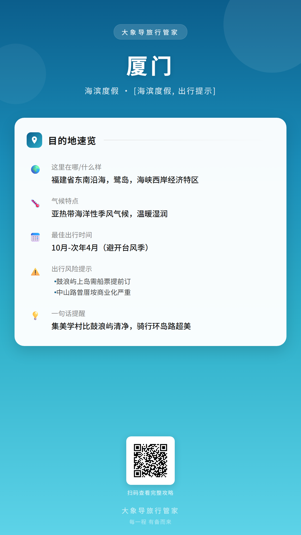 目的地概览卡片